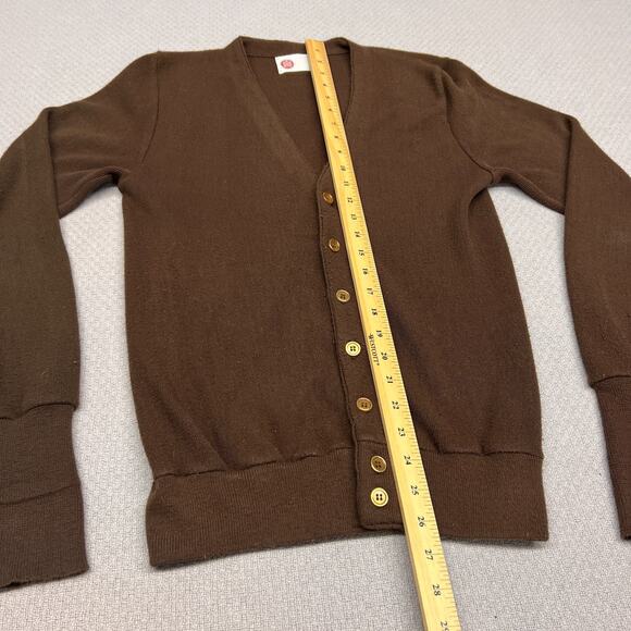 Vtg Sears Kings Road Cardigan Sweater Mens Medium Brown Knit Grandpa Kurt Cobain - Picture 6 of 6